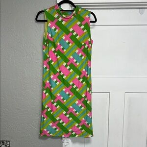 1960’s RETRO VINTAGE SLEEVELESS MINI SHIFT DRESS SMALL